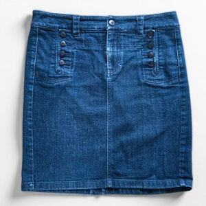 Ralph Lauren Dark Blue Denim Skirt with Button Trim